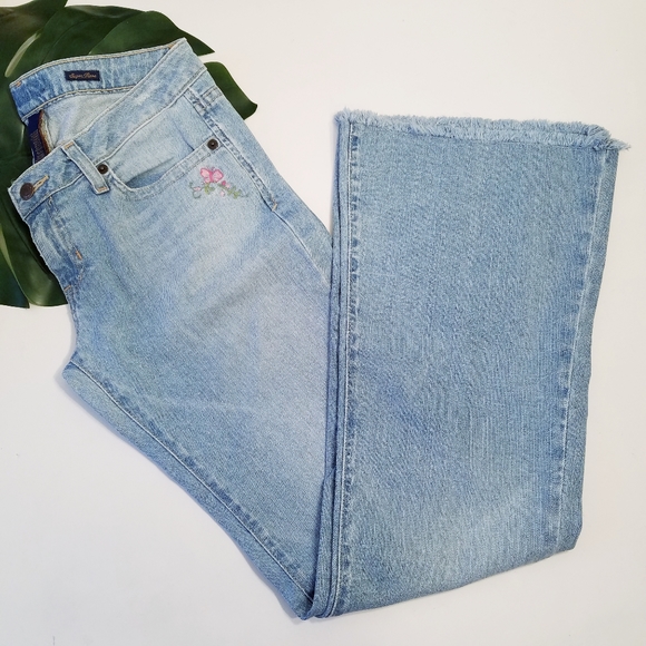 Y2K Aeropostale Super Flare Butterfly Frayed Jeans - Picture 2 of 11